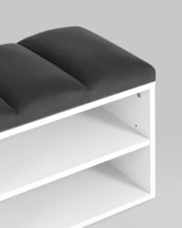 Обувница Хольст 2 белая велюр Темно-серый