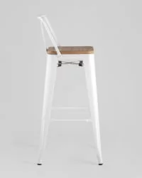 Стул барный Tolix Wood 75.5  со спинкой Белый