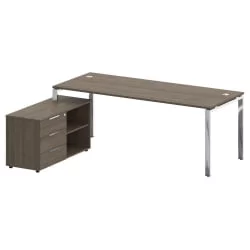 Стол рабочий руководителя с опорной тумбой левый METAL SYSTEM DIRECT БГ.СРТ-6.8 Л Вяз Благородный