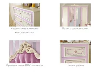 Комплект мебели для детской Маркиза №3 Алебастр Шампань