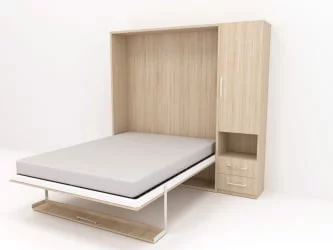 Кровать-трансформер Смарт 1 правый со шкафом 1600 Белая шагрень