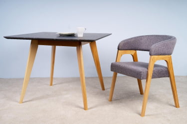 Стол Лунд 860*860 мрамор Графит /темный орех