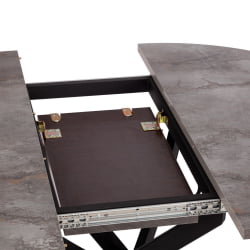 Стол MANZANA ЛДСП/HPL/металл, 100 х 100+30 х 75 см, Кварцит светлый/черный