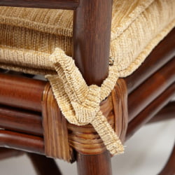 Комплект обеденный ANDREA GRAND (стол со стеклом+6 кресел+ подушки) Pecan Washed (античн. орех), Ткань рубчик, цвет кремовый