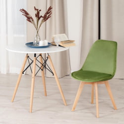 Стул TULIP SOFT (mod. 74) / 1 шт. в упаковке вельвет/дерево , 54 х 47 х 83 см , зеленый (HLR 54)/натуральный