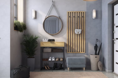 Прихожая Бери К5 Дуб крафт золотой/графит (велюр)