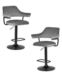 Стул барный ДОБРИН CХАРЛЙ БЛАCК (серый велюр (МДЖ9-75)) 2 шт / DOBRIN CHARLY BLACK (MJ9-75))