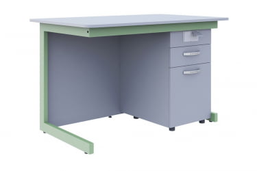 Стол преподавателя для кабинета физики/ химии/ биологии Оливковый /Серый