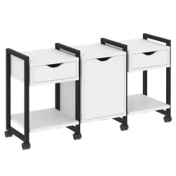 Тумба на колесных опорах наборная. Вариант №6 LOFT VR.L-TN-6.K Металл черный Белый Бриллиант