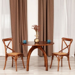 Круглый стол из дерева THONET (mod.T9108) дерево вяз, 100х75 см, Темный Орех (№5)