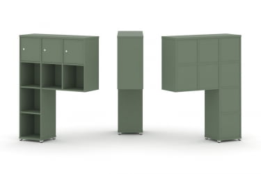 Надставка на стол высокая односторонняя + задняя стенка (8 шт.) + распашной фасад (3 шт.) CONCEPT CN.ONV-003 Кобо Белый металл