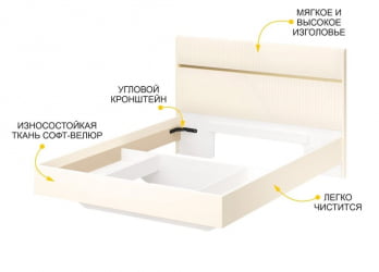Кровать двуспальная Монако 903.01 Белый шпон/Даллайс Айвори