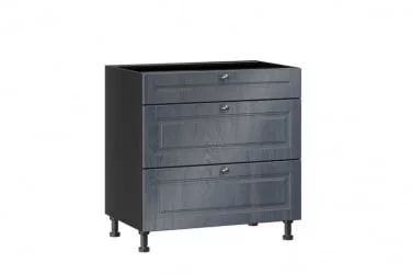 Тумба кухонная 800 с 3 ящиками ЛЮКС (5) Мокка ЛД 274.200.000.138 Черная Дуб фактурный антрацит