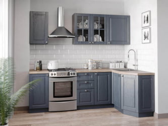 Кухонный гарнитур 2400 угловой Мокка №05 Черный Дуб фактурный антрацит