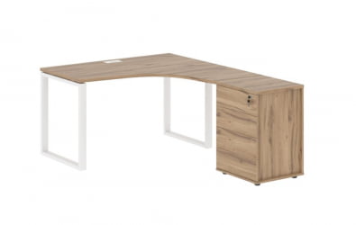 Стол эргономичный с тумбой правый EDIS EQCET 1318 R Дуб Денвер светлый Белый
