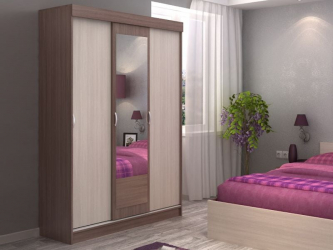 Двустворчатый гардеробный шкаф Басса ШКК 551 Ясень шимо/дуб сонома