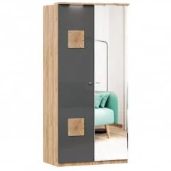 Шкаф двухстворчатый с зеркалом и декоративными накладками Фиджи ЛД 659.235.000 Дуб Золотой Антрацит