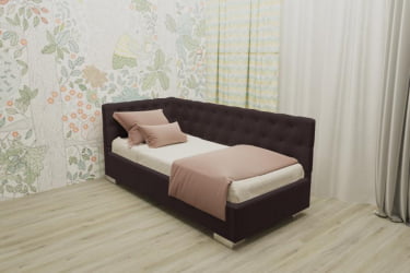 ДЕТСКАЯ МЯГКАЯ ИНТЕРЬЕРНАЯ КРОВАТЬ ВЕРСАЛЬ С ОРТОПЕДИЧЕСКИМ ОСНОВАНИЕМ (BERHOUSE) Цвет фасада: Капучино; Материал фасада: Металл/Велюр; Спальное место: 800х1900