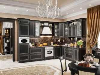 Шкаф кухонный 600 высокий со стеклом Италия ЛД 275.457.000 Черный Дуб темный