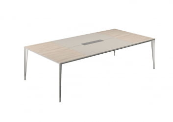 Конференц-стол (домино вдоль) Atlas NZ-0109.YN.GS.AL Ясень Наварра Серый камень Алюминий