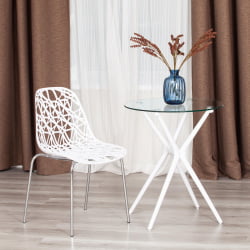 Круглый стол из стекла PARNAVAZ (mod. 29) пластик/стекло, 60 x 60 x 70,5 см, White (белый) 11954