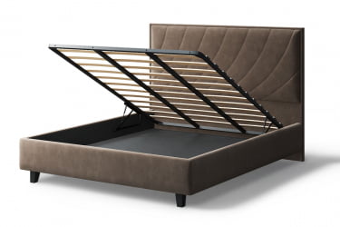 Кровать СОФИЯ 2000*1600мм (на опорах), велюр Бренди лайт 29 (коричневый), (б/основания, б/матраса)