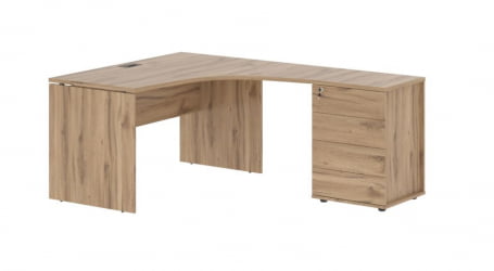 Стол эргономичный с тумбой правый EDIS EDCET 1518 R Дуб Денвер светлый Мокко