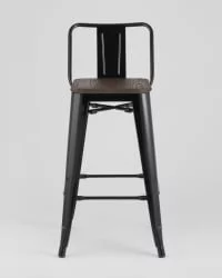 Стул полубарный Tolix Wood со спинкой Черный