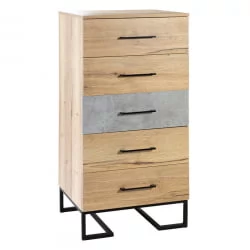 Комод Лофт с 5 ящиками Дуб натур-Бетон / Loft