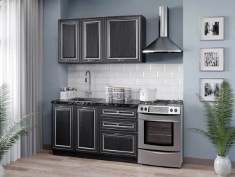 Тумба кухонная 800 с 2 ящиками (4) Италия ЛД 275.156.000 Черный Дуб темный