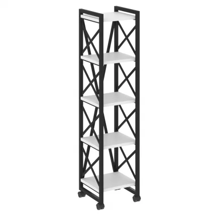 Стеллаж на колесных опорах - 5 полок LOFT VR.L-MST.K-5.4 Металл черный Белый Бриллиант_0