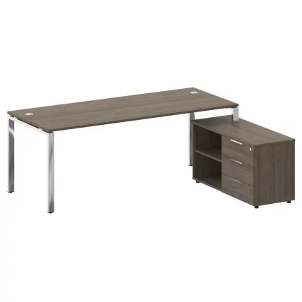 Стол рабочий руководителя с опорной тумбой левый METAL SYSTEM DIRECT БГ.СРТ-6.8 Пр Вяз Благородный_0