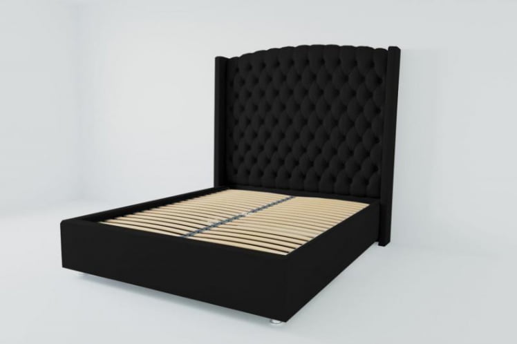 Мягкая интерьерная кровать "Берлин Люкс" с ортопедическими латами (металл) Материал фасада: Искусственная кожа; Спальное место: 2000х2000 мм; Цвет фасада: Кольт Ч; Цвет корпуса: Кольт Ч _0