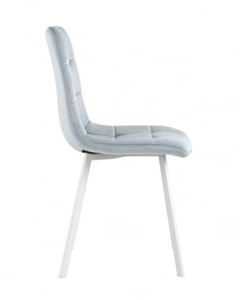Комплект из двух стульев Chilly велюр серо-голубой ножки металл белые_2