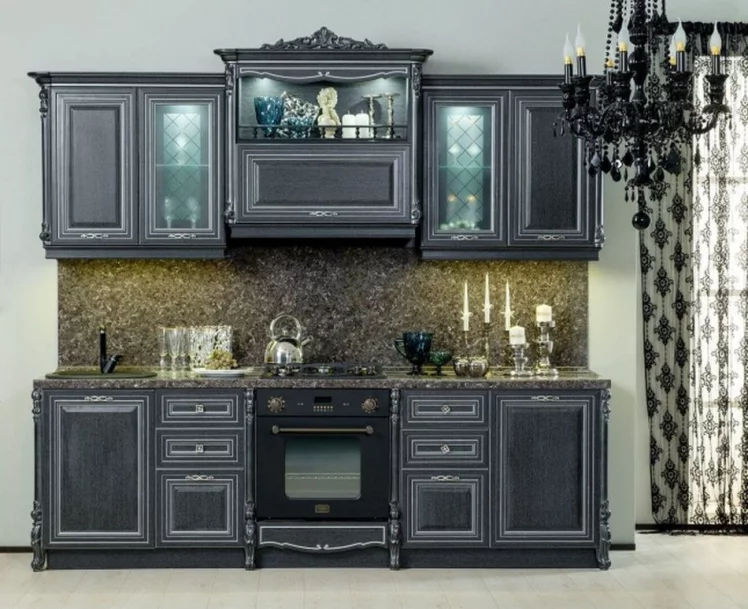 Шкаф кухонный 800 горизонтальный открытый Италия ЛД 275.757.000 Черный Дуб темный_2