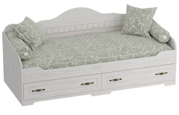 Кровать с ящиками Прованс №8 Бодега белая Патина премиум_0