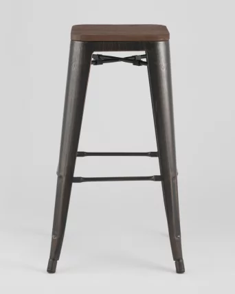 Стул барный TOLIX  WOOD Черная патина с золотом_2