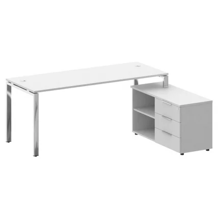 Стол рабочий руководителя с опорной тумбой левый METAL SYSTEM DIRECT БГ.СРТ-5.7 Пр Белый_0