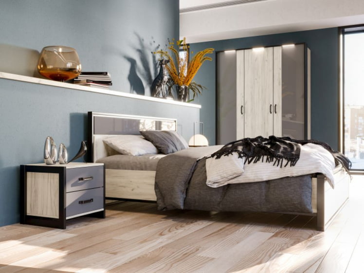 Комплект мебели для спальни Техно №3 Дуб Крафт белый Серый шифер_4