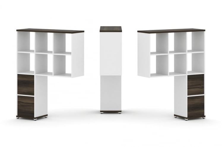 Надставка на стол высокая двухсторонняя + задняя стенка (2 шт.) + блок с 2-мя ящиками (2 шт.) CONCEPT CN.DNV-008 Дуб Мали Белый бриллиант Белый металл_0