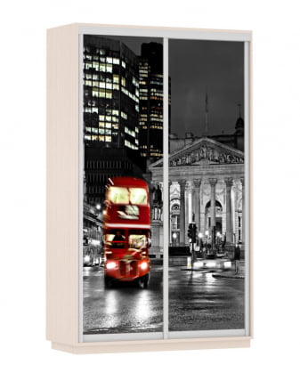 Шкаф-купе двухдверный Экспресс Дуо 1400х2400h Лондон/Дуб молочный_0