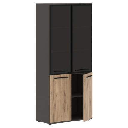 Шкаф комбинированный  с дверьми в металлической раме ЕДИС ЕХCС 85.7 Дуб Денвер светлый Черный Мокко / EDIS EHCS_1
