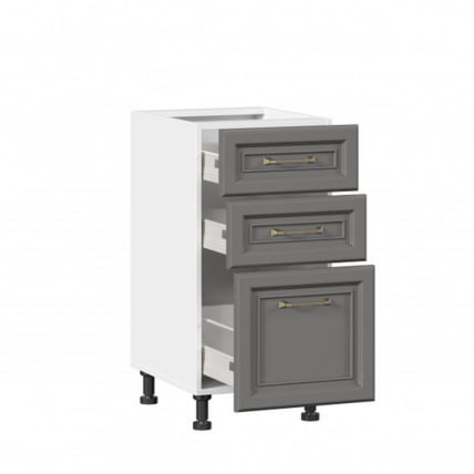 Тумба кухонная 400 с 3 ящиками ЛЮКС (4) Джелатто ЛД 241.880.000.120 Белый Оникс серый_1