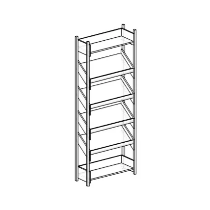 Стеллаж с наклонными полками на металлокаркасе АЛц.СТН_1