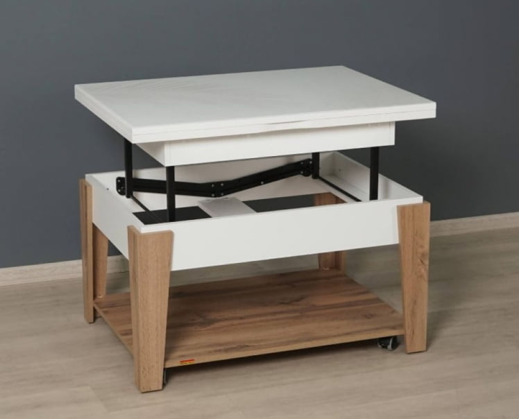 Журнальный стол-трансформер Агат 34 (03) Белый шпон-Дуб Вотан_6