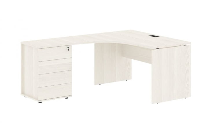 Стол эргономичный с тумбой левый EDIS EDCET 1518 L Ясень Траун Черный_0