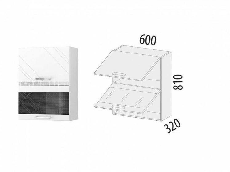 Шкаф-витрина кухонный (с системой плавного закрывания) Бьянка 102.08.1_1