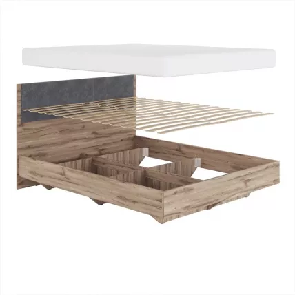 Кровать 1,4 с мягким элементом Николь Мод. 1.1 Дуб Альпийский/Серый_1