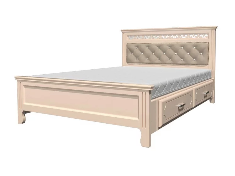 Кровать Грация 200х140 с выкатными ящиками Дуб молочный_0