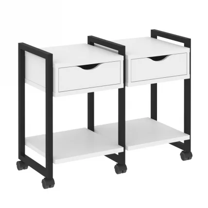 Тумба на колесных опорах наборная. Вариант №1 LOFT VR.L-TN-1.K Металл черный Белый Бриллиант_0